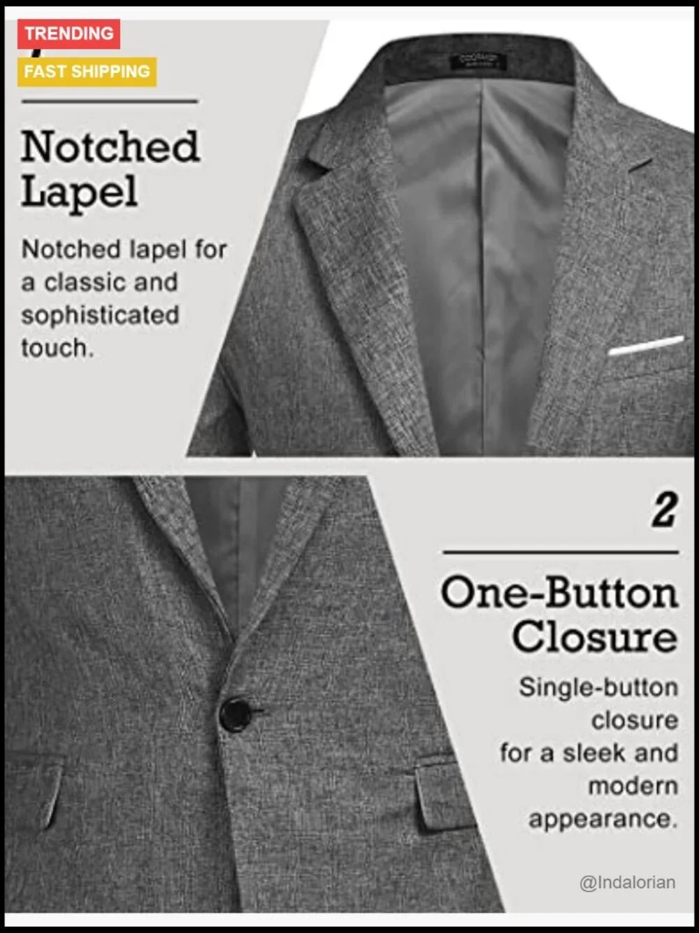 Men's Slim Fit One Button Sport Coat Blazer Lightweight Wedding Casual